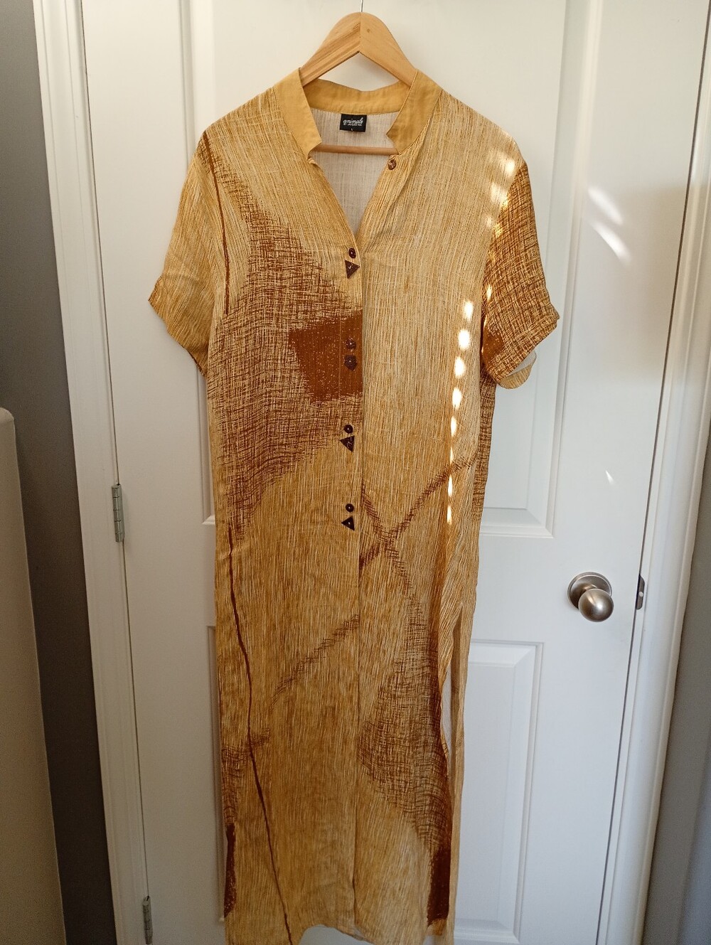 Animale | Golden Tan Button-Front Maxi Viscose Dress/Duster | L